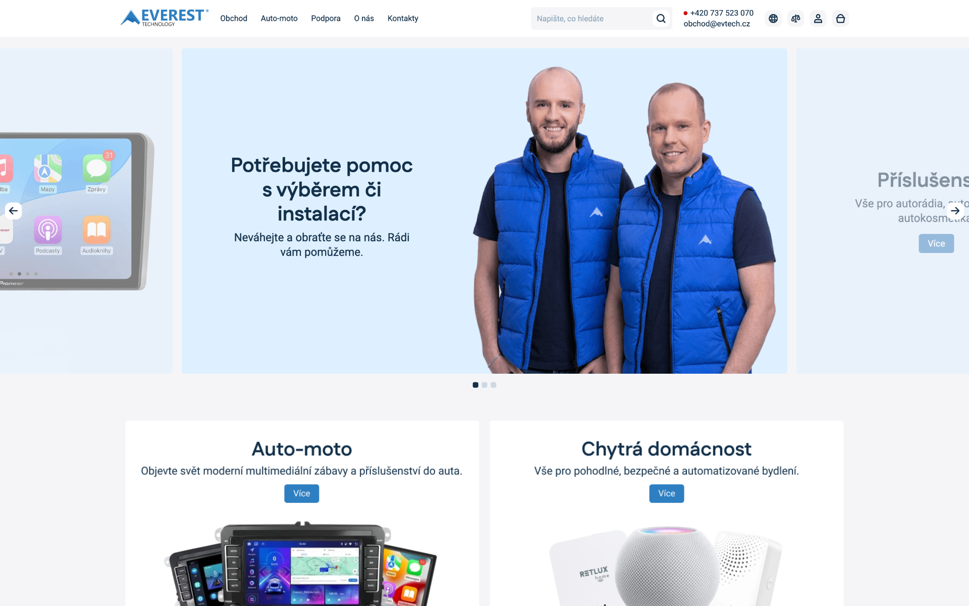 screenshot evtech.cz